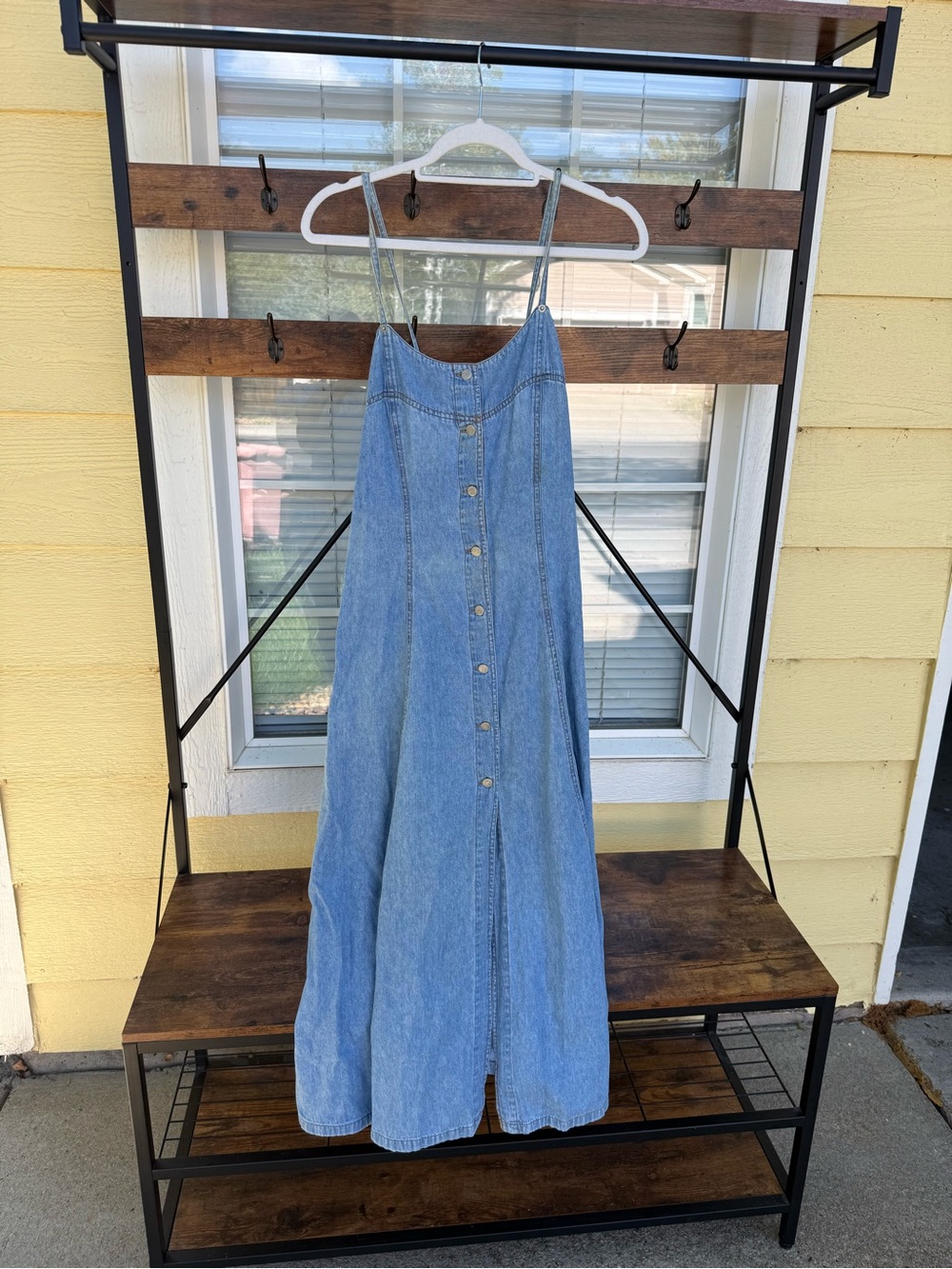 Vintage Moda Light Blue Denim Button-Front Jumpsuit Romper